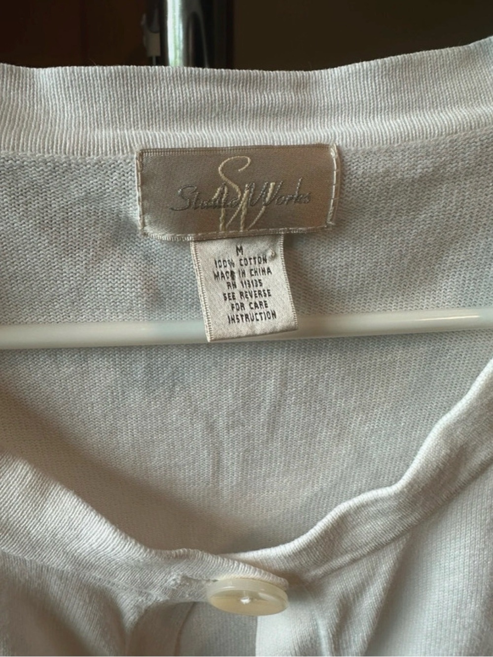 Studio Works White Single-Button Lightweight Cardigan - Picture 2 of 2